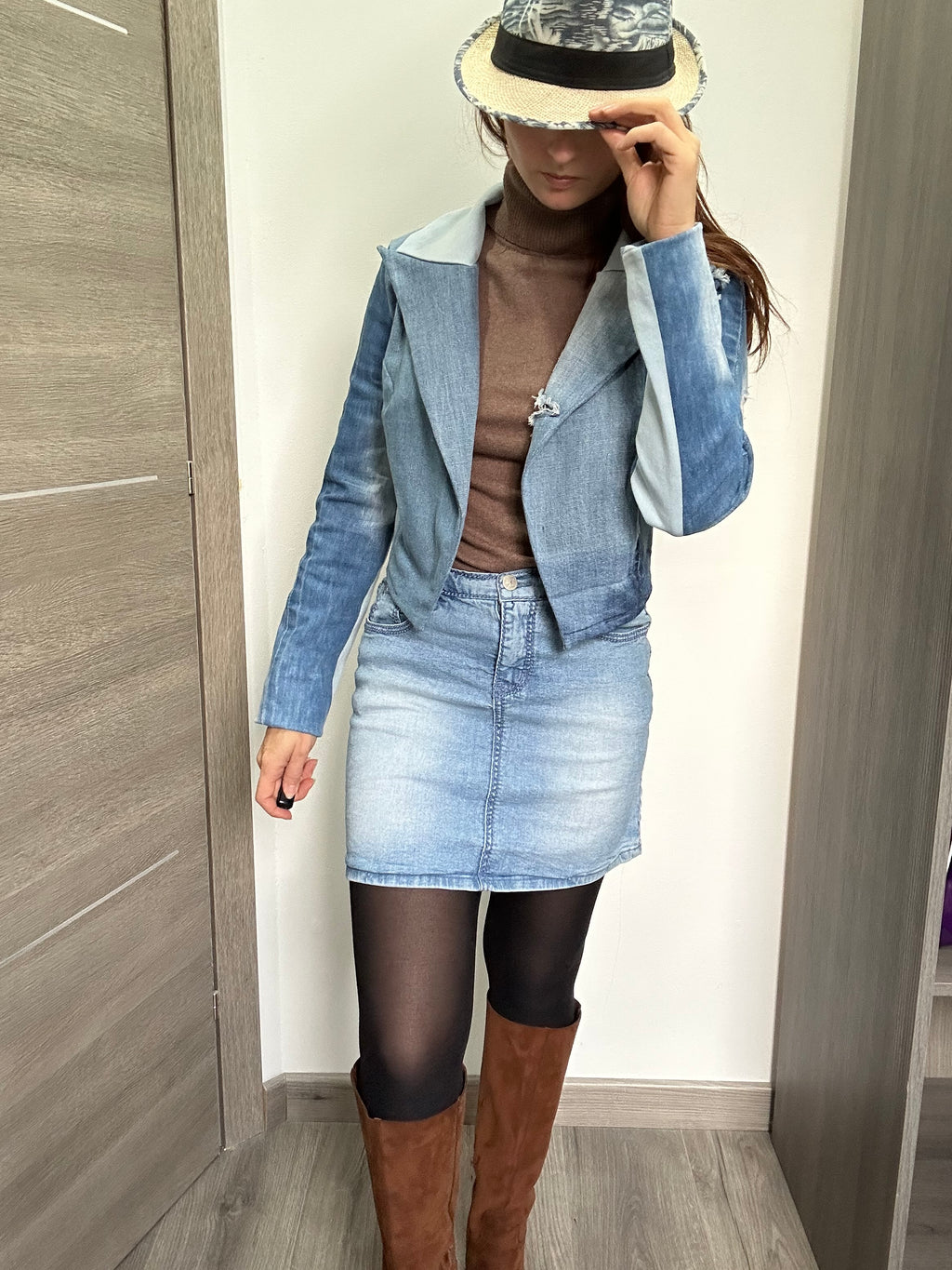 ✨Iris - veste de tailleur patchwork jean Au fil de Lilie-Rose