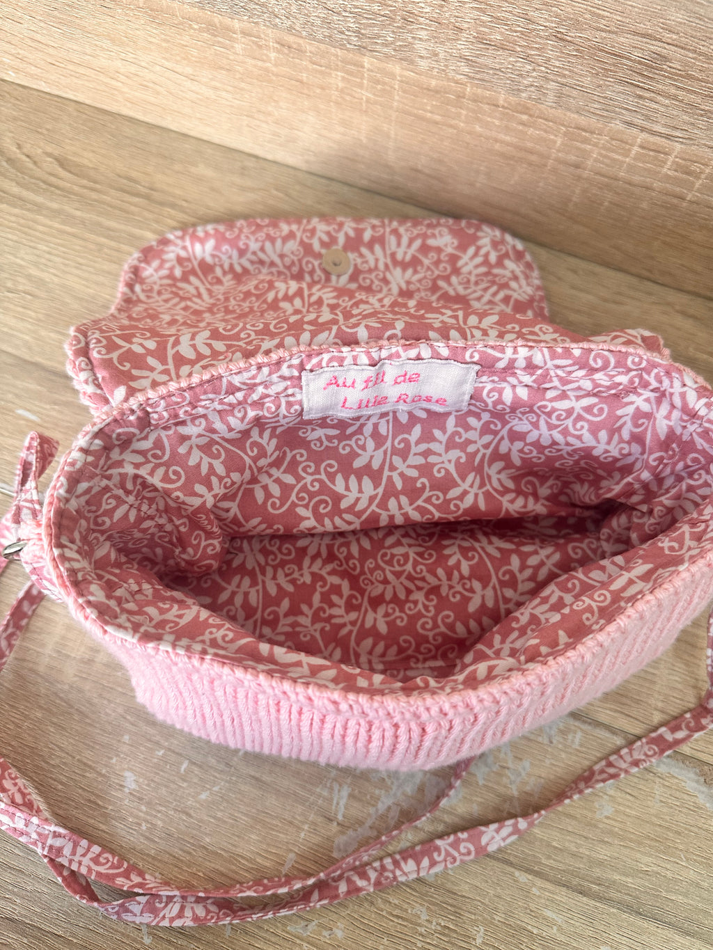 Lilie - Sac à main sangle amovible Au fil de Lilie-Rose